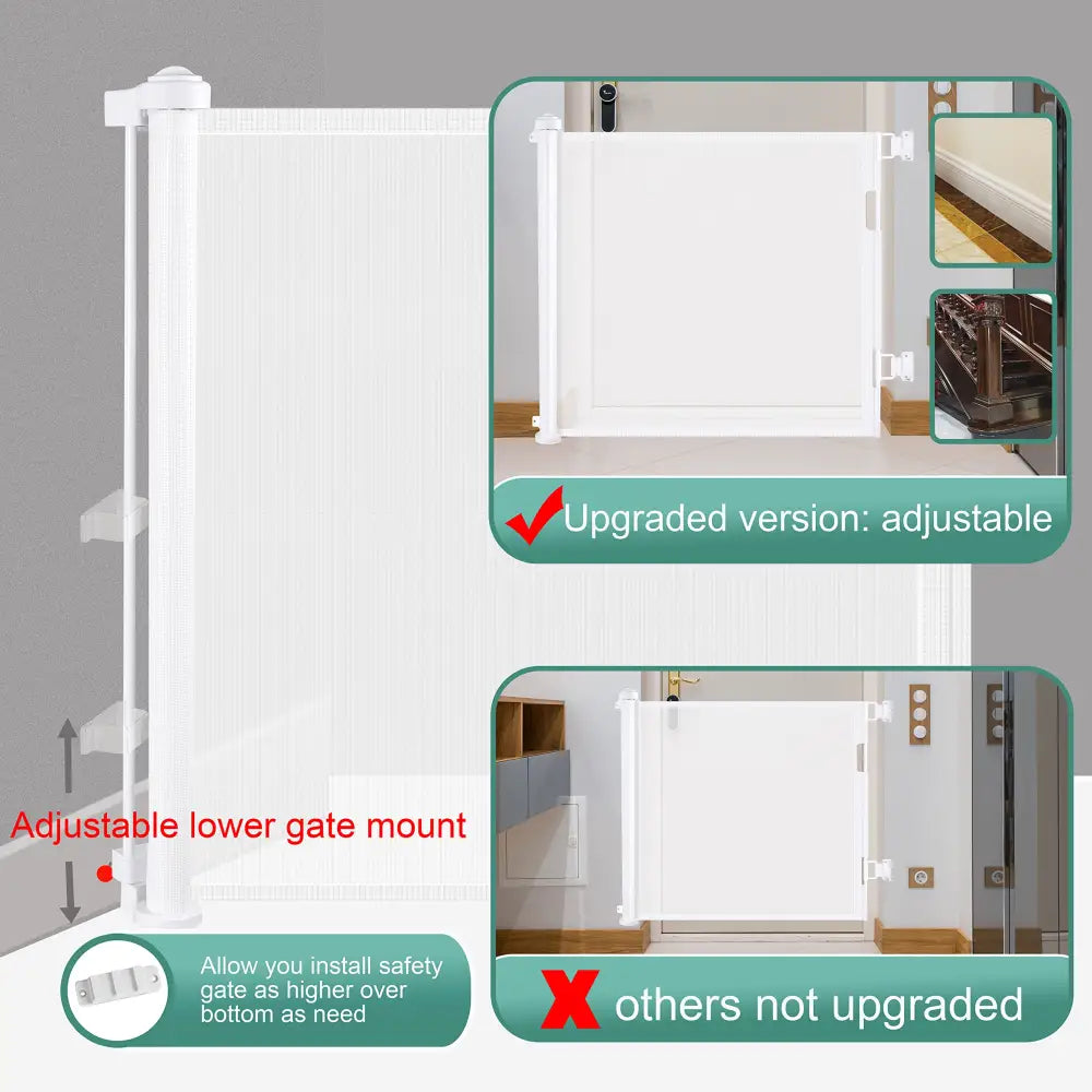 Retractable 3M Doorways Hallways Stairs Baby Gate Dog Pet Gate Indoor Outdoor Safety Gates White - Baby & Kids > Gates