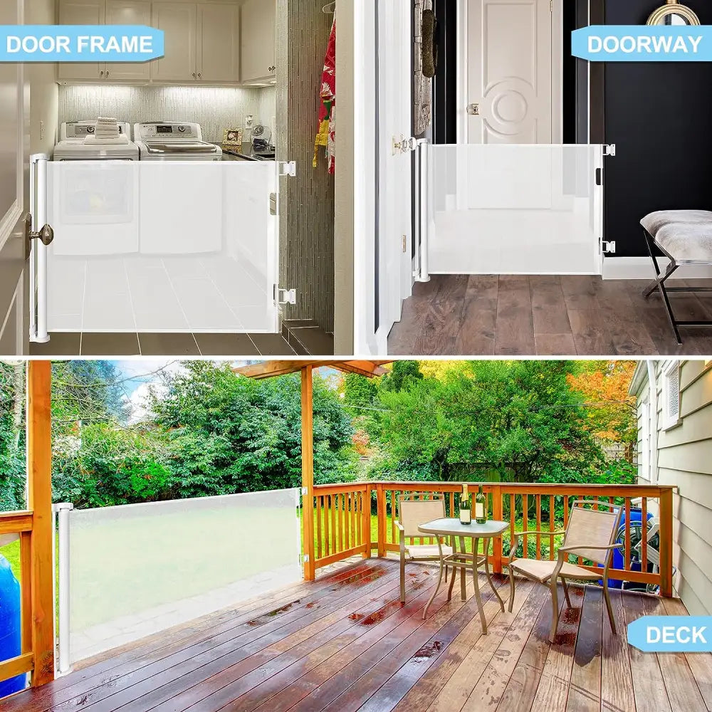 Retractable 3M Doorways Hallways Stairs Baby Gate Dog Pet Gate Indoor Outdoor Safety Gates White - Baby & Kids > Gates