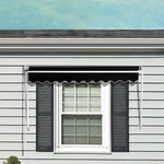 Retractable Fixed Pivot Arm Window Awning Patio Garden Blinds 2.4m x 2.1m Black - Home & Garden > Shading