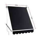 Retractable Fixed Pivot Arm Window Awning Patio Garden Blinds 2.4m x 2.1m Black - Home & Garden > Shading