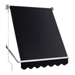 Retractable Fixed Pivot Arm Window Awning Patio Garden Blinds 2.4m x 2.1m Black - Home & Garden > Shading