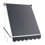 Retractable Fixed Pivot Arm Window Awning Patio Garden Blinds 2.4m x 2.1m Grey - Home & Garden > Shading