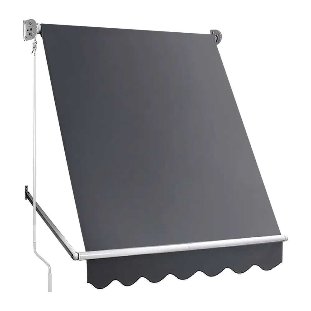 Retractable Fixed Pivot Arm Window Awning Patio Garden Blinds 2.4m x 2.1m Grey - Home & Garden > Shading