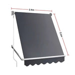 Retractable Fixed Pivot Arm Window Awning Patio Garden Blinds 2.4m x 2.1m Grey - Home & Garden > Shading