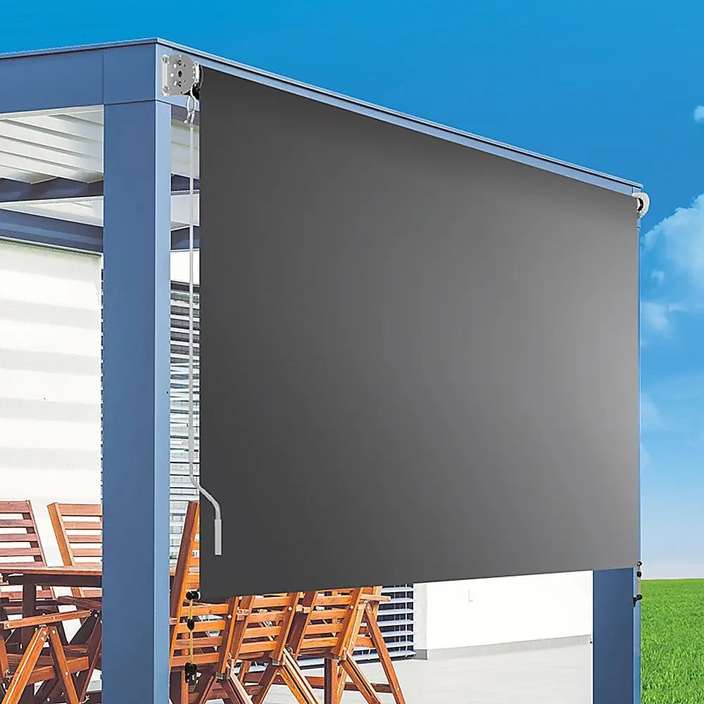Retractable Straight Drop Roll Down Awning Garden Patio Screen 2.1X2.5M - Home & Garden > Shading