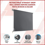 Retractable Straight Drop Roll Down Awning Garden Patio Screen 2.1X2.5M - Home & Garden > Shading