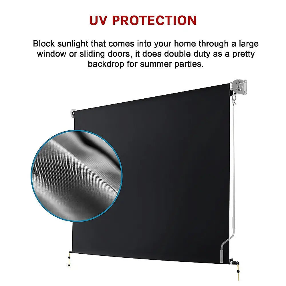 Retractable Straight Drop Roll Down Awning Garden Patio Screen 2.1X2.5M - Home & Garden > Shading