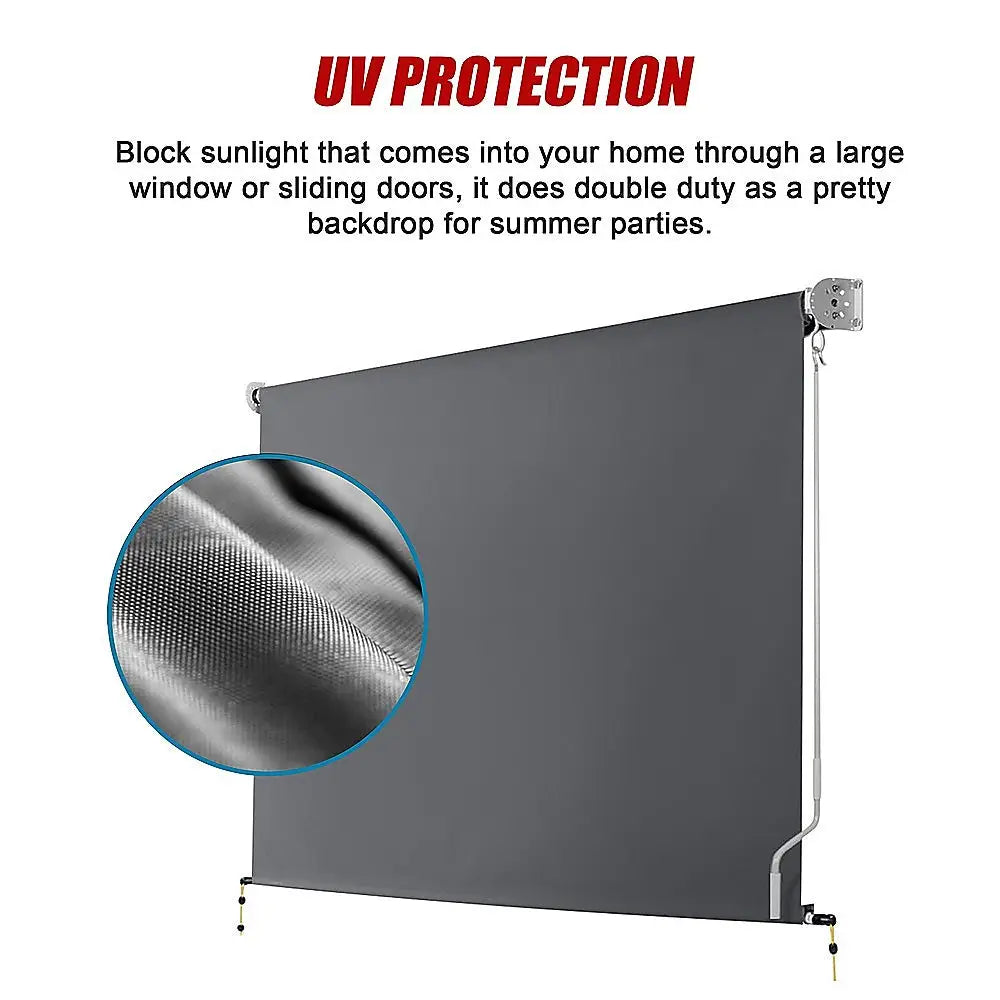 Retractable Straight Drop Roll Down Awning Garden Patio Screen 2.1X2.5M - Home & Garden > Shading