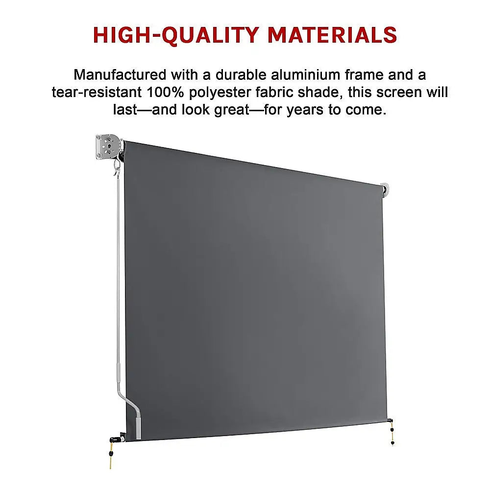 Retractable Straight Drop Roll Down Awning Garden Patio Screen 2.1X2.5M - Home & Garden > Shading