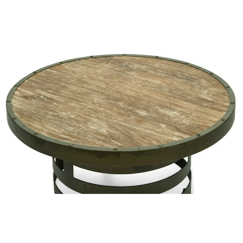 Retro Style Spiral Round Coffee Table with Wood Top - Furniture > Living Room