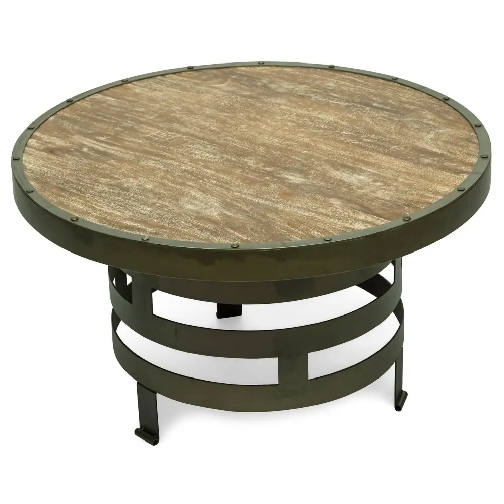 Retro Style Spiral Round Coffee Table with Wood Top - Furniture > Living Room