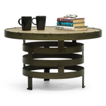 Retro Style Spiral Round Coffee Table with Wood Top - Furniture > Living Room