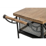Retro Wooden Kitchen Island Trolley on Wheels with Storage Drawers - Furniture > Dining