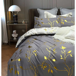 Reversible Design Grey King Size Bed Quilt/Duvet Cover Set - Home & Garden > Bedding