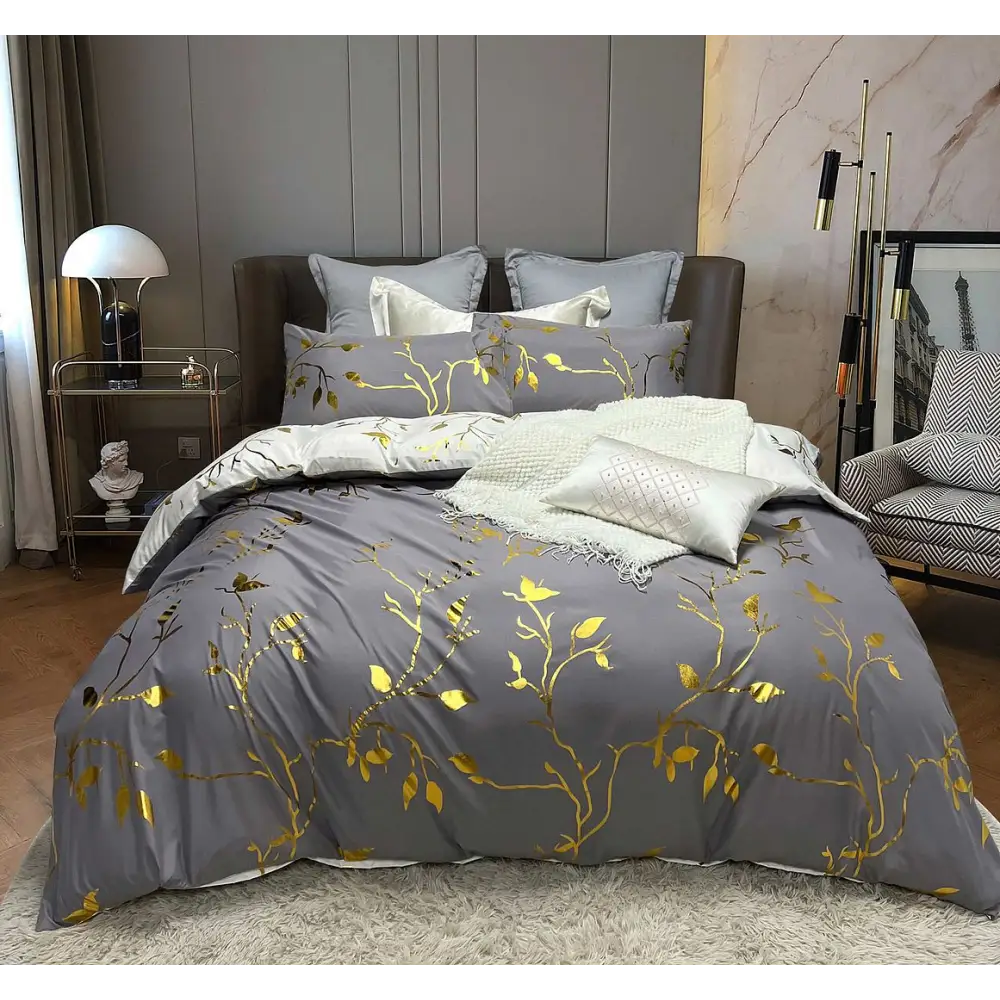 Reversible Design King Size White Duvet Quilt Cover Set - Home & Garden > Bedding