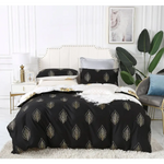 Reversible Design Super King Size Black Gold Duvet Quilt Cover Set - Home & Garden > Bedding