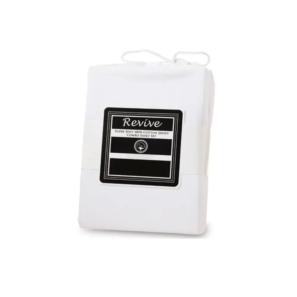 Revive 100% Cotton Jersey Combo Set White King - Home & Garden > Bedding > Bed Sheets