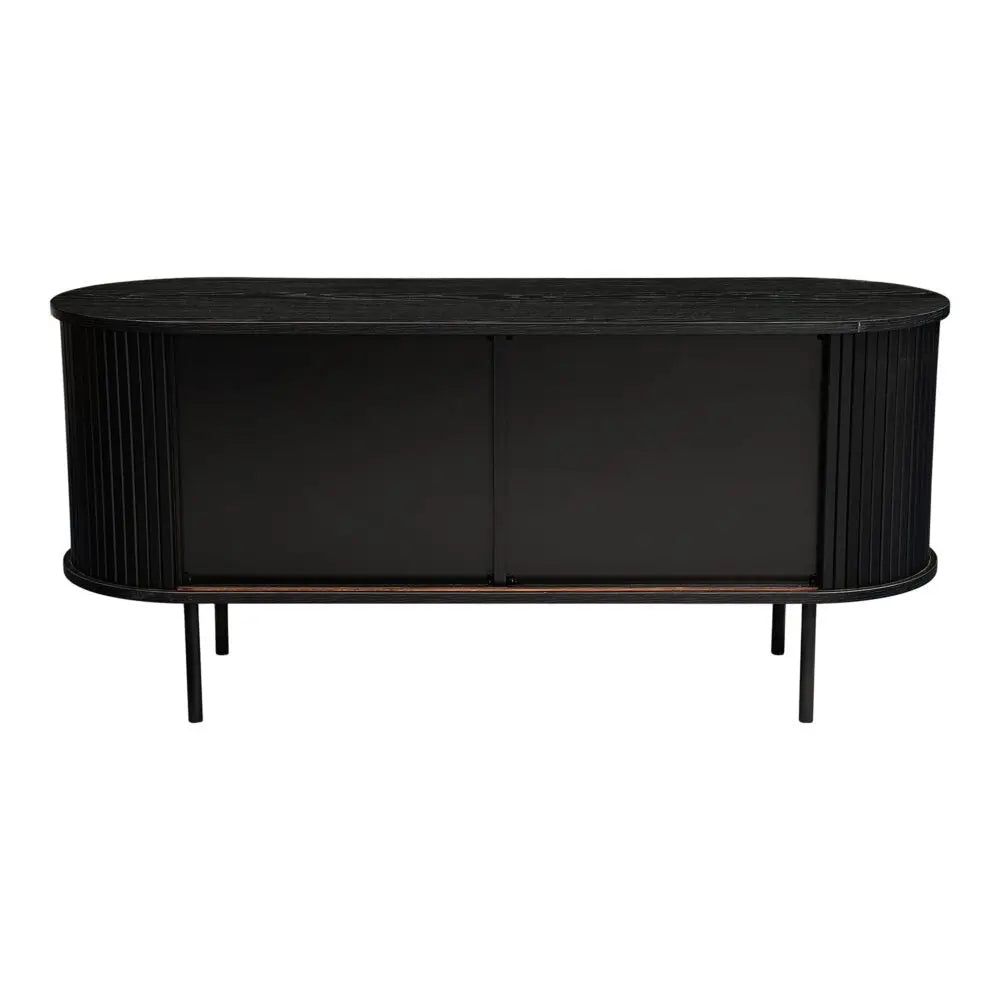 Ribbed Black Sideboard with Sliding Doors - Furniture > Dining