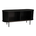 Ribbed Black Sideboard with Sliding Doors - Furniture > Dining