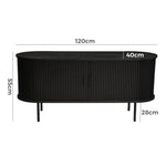 Ribbed Black Sideboard with Sliding Doors - Furniture > Dining