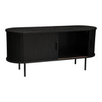 Ribbed Black Sideboard with Sliding Doors - Furniture > Dining