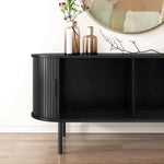 Ribbed Black Sideboard with Sliding Doors - Furniture > Dining