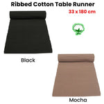 Ribbed Cotton Table Runner 33 x 180 cm Mocha - Home & Garden > Kitchenware