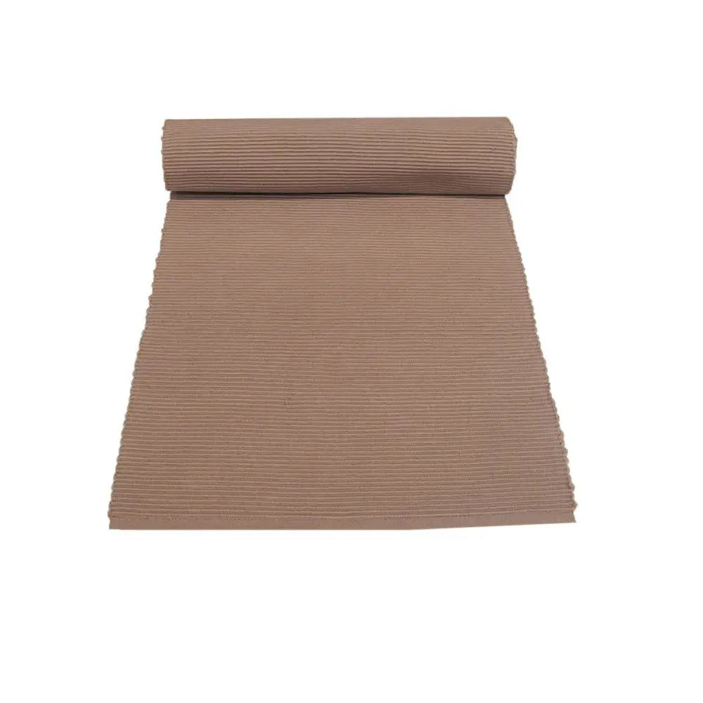 Ribbed Cotton Table Runner 33 x 180 cm Mocha - Home & Garden > Kitchenware