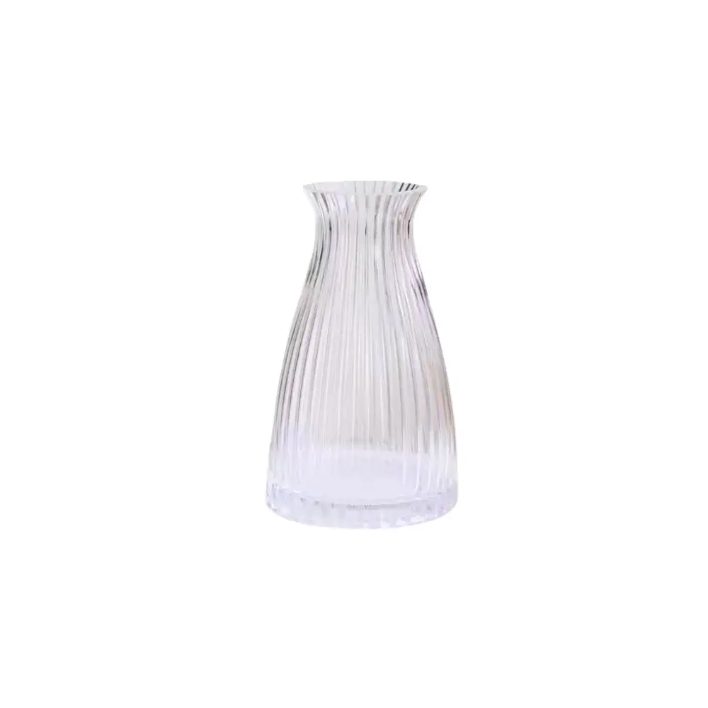 Ribbed Flower Glass Vase - 20cm - Home & Garden > Decor > Vases & Table Decor