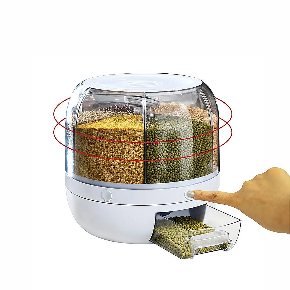 Rice Storage Cereal Dispenser Grain Container Rotating Dry Food Box - Home & Garden > Storage