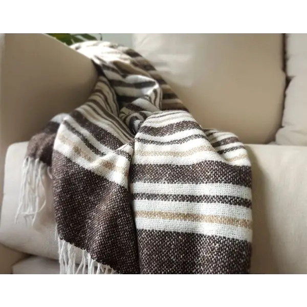 Richmond Throw - Reclaimed Wool Blend - Tan - Home & Garden > Decor