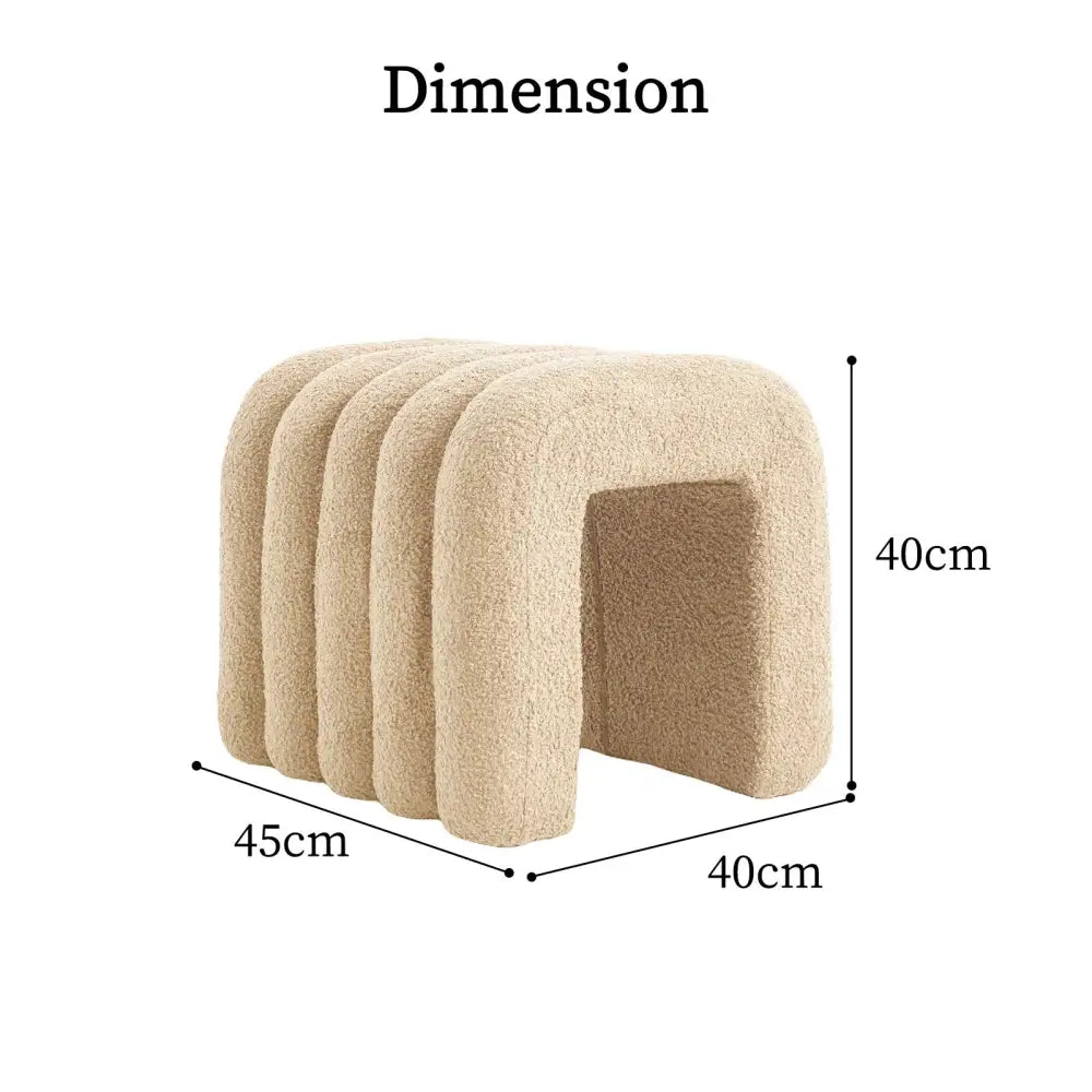 Ridge Arch Ottoman Stool Teddy Fleece Fabric Foot Rest 45cm BEIGE - Furniture > Living Room > Ottomans & Footstools