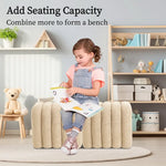 Ridge Arch Ottoman Stool Teddy Fleece Fabric Foot Rest 45cm BEIGE - Furniture > Living Room > Ottomans & Footstools