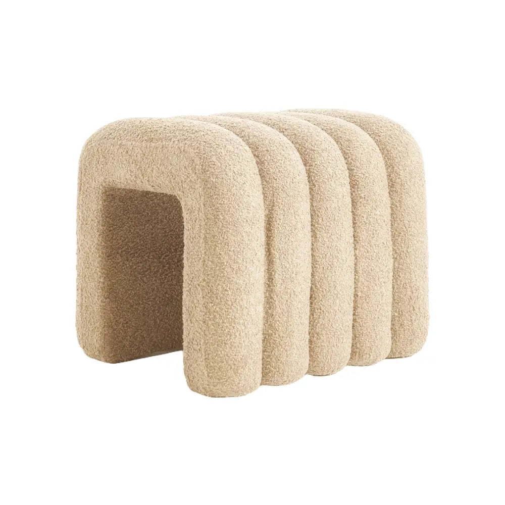 Ridge Arch Ottoman Stool Teddy Fleece Fabric Foot Rest 45cm BEIGE - Furniture > Living Room > Ottomans & Footstools