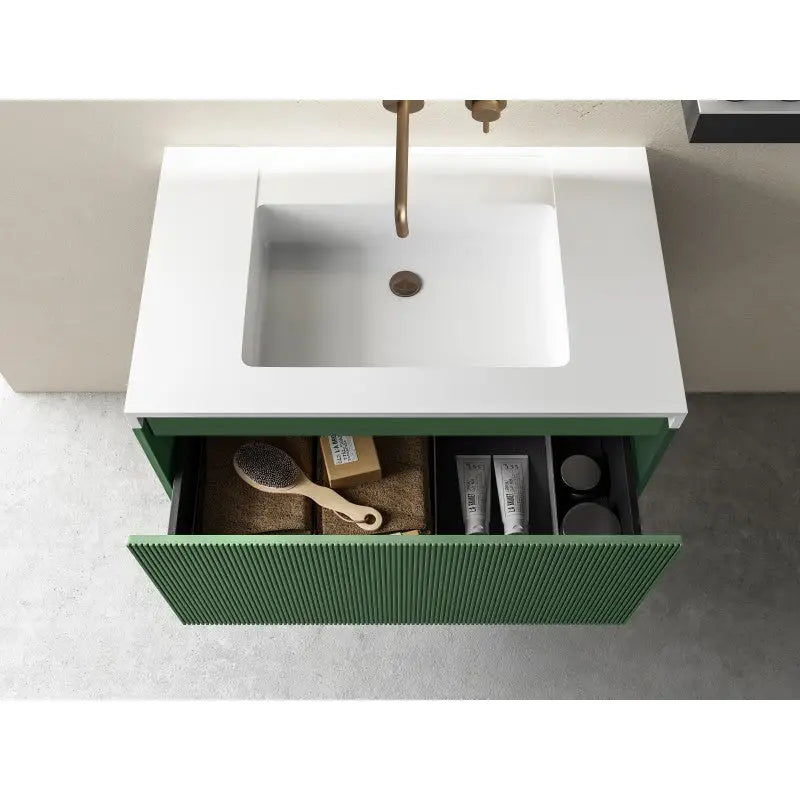 Rimini wall hung bathroom vanity 800mm Rain Forest - Furniture > Bathroom