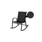 Rocking Chair High Back Rocker Chairs Steel Metal Textilene Fabric-Black - Furniture > Outdoor