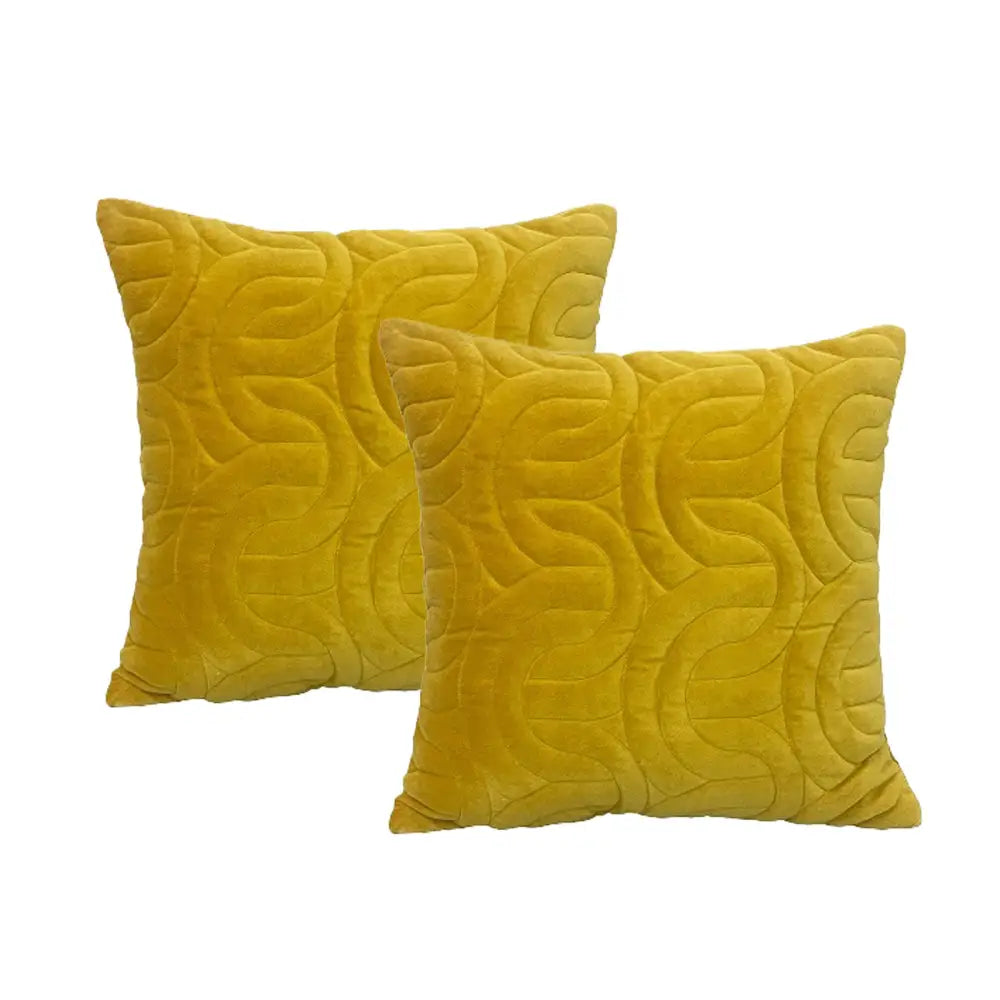 Roma Gold Twin Pack Cotton Velvet Embroidered Cushion Feather Filled by Cloud Linen - Home & Garden > Decor > Cushions