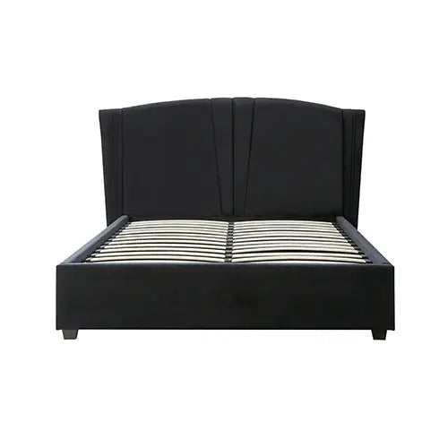 Roman Bed Frame Queen Size Black Velvet Fabric with Gas Lift plywood metal structure - Furniture > Bedroom > Beds & Bed