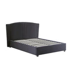 Roman Bed Frame Queen Size Black Velvet Fabric with Gas Lift plywood metal structure - Furniture > Bedroom > Beds & Bed