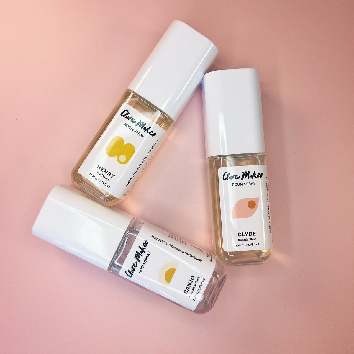 Clare Makes 100ml room spray in a recyclable bottle with a white atomiser cap