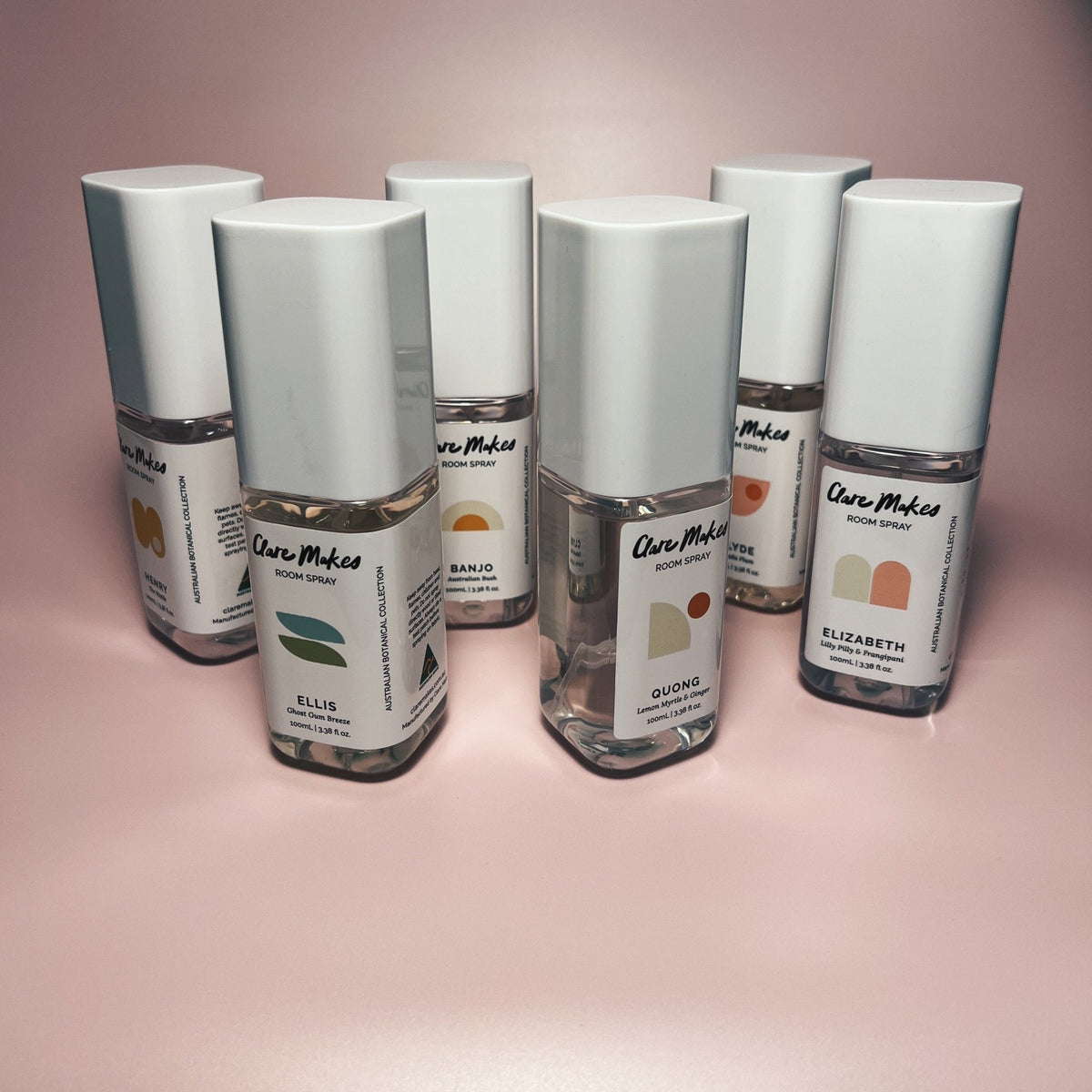 Clare Makes 100ml room spray in a recyclable bottle with a white atomiser cap