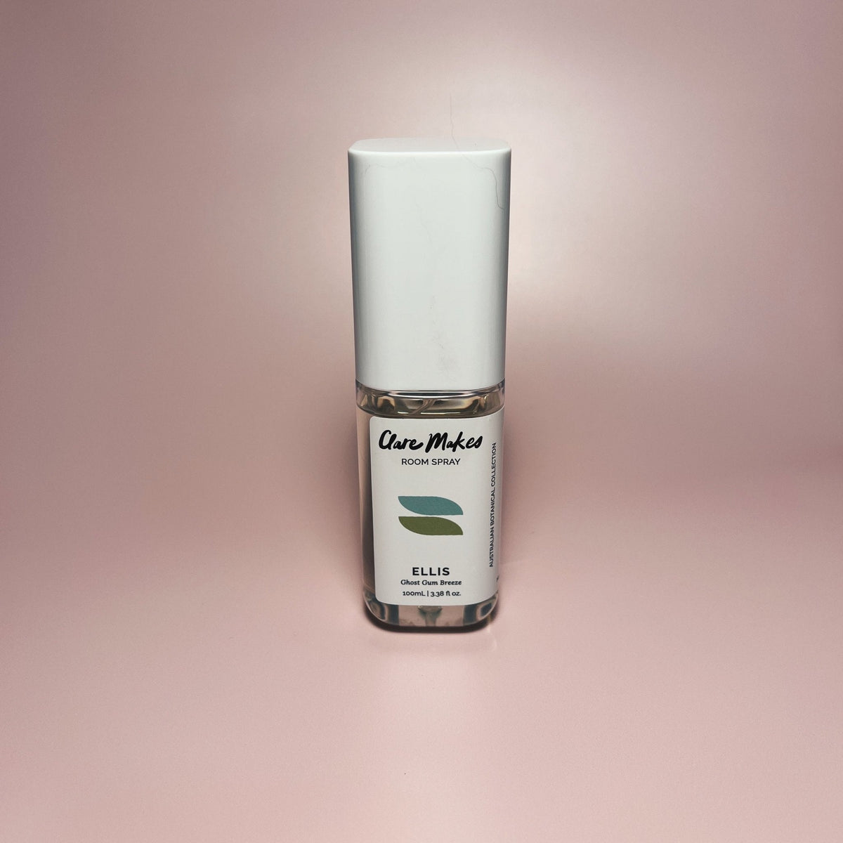 Clare Makes 100ml room spray in a recyclable bottle with a white atomiser cap