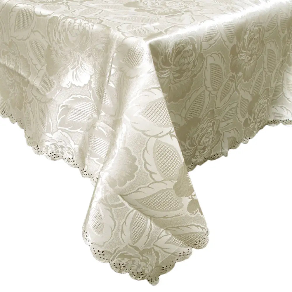 Rose Ecru Luxury Jacquard Tablecloth 150 x 270 cm - Home & Garden > Kitchenware