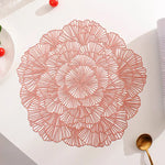 Rose Gold Elegant Floral PVC Placemats - Set of 8 Durable & Stylish Table Mats (38cm) - Home & Garden > Kitchenware >