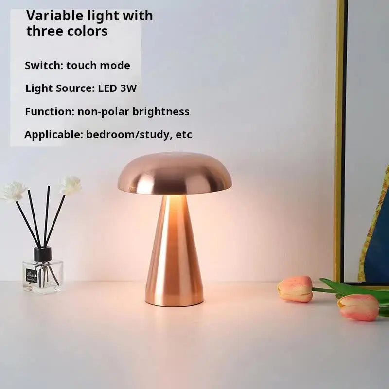 Rose Red Modern Mushroom Table Lamp - Minimalist Metal Design for Home and Office - Home & Garden > Lighting > Table