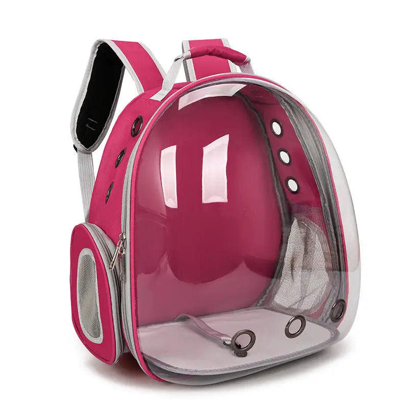 Rose Red Pet Carrier Backpack with Transparent Window 33*18*42cm - Pet Care > Cat Supplies > Cat Carriers & Crates