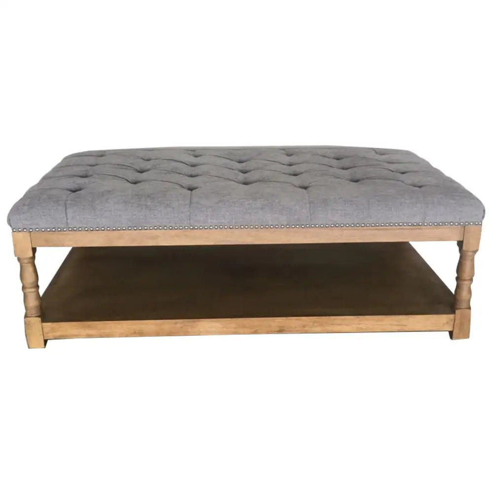 Rosebud Ottoman Bed End Chair Seat Tufted Fabric Seat Storage Foot Stools -Steel - Furniture > Sofas