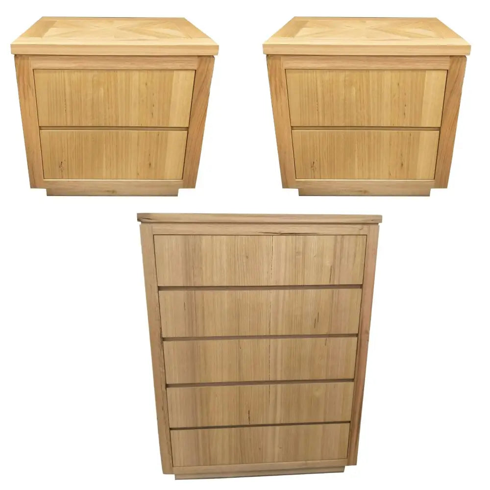 Rosemallow 2pc Bedside 1 Tallboy Bedroom Package Chest of Drawers Set - Furniture > Bedroom