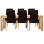 Rosemallow 7pc Dining Set 180cm Table 6 Black PU Chair Solid Messmate Timber - Furniture > Dining