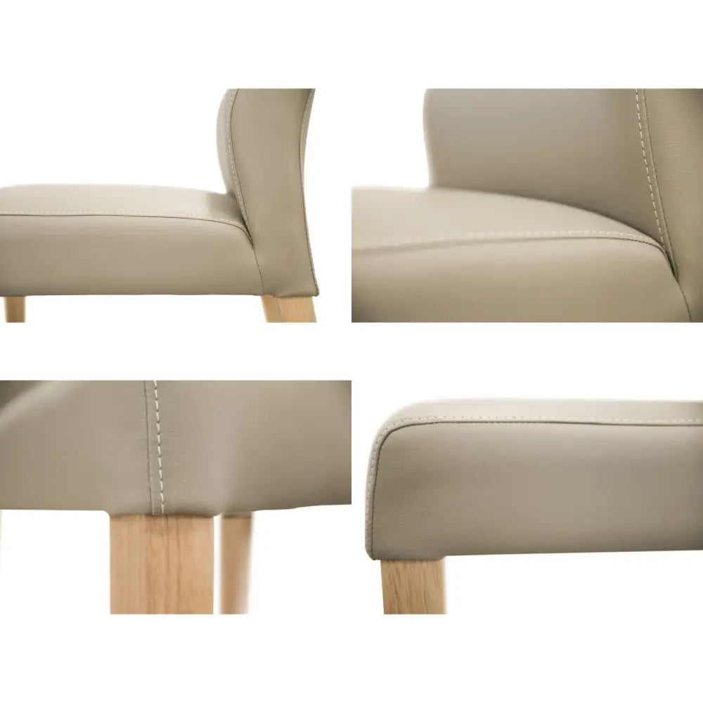 Rosemallow Dining Chair Set of 2 PU Leather Seat Solid Messmate Timber - Silver - Furniture > Dining